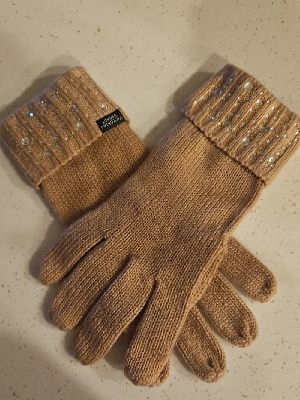 Victoria's Secret Pink Winter Set with Sparkling Gems. Hat, Headband, Gloves